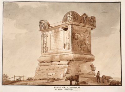 Das Grab von C.V. Marianus, auch bekannt als Neros Grab. Via Cassia, 1833 von Agostino Tofanelli